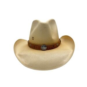 Charlie‎ 1 Horse Cowboy Hat Burned Straw Western Style Size 7 1/8